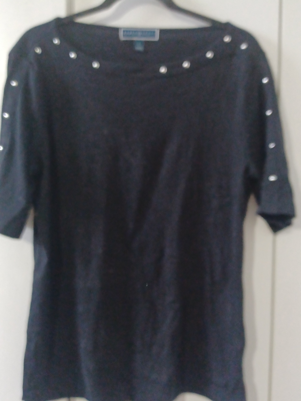 Karen Scott Black Top with Silver Stud Accents